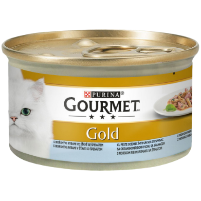 Gourmet gold bucatele in sos, peste oceanic si spanac 85 gr