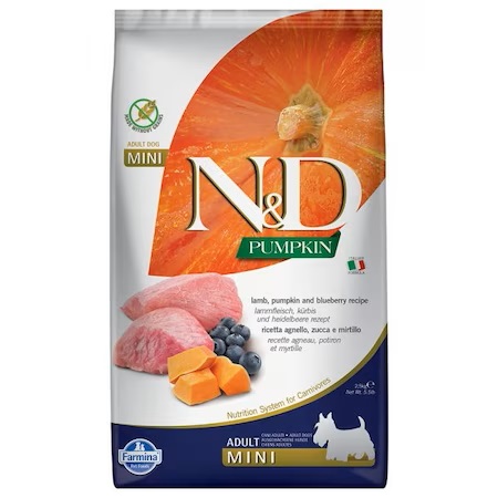 N&D Grain Free 2,5kg Adult Mini Miel, Afine si Dovleac